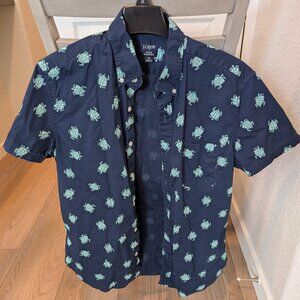 Turtle Print Button Down Shirt - Men's Size M